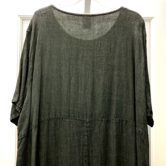 🎉2HP🎉 MARC+WARE Woman 100% Linen A-Line Maxi Dress Olive Green Vintage Plus 2X - Picture 4 of 11